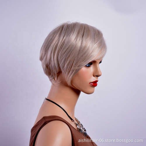 Celebrity Wigs white short natural straight Synthetic hair for Costume / Cosplay Party Wigs